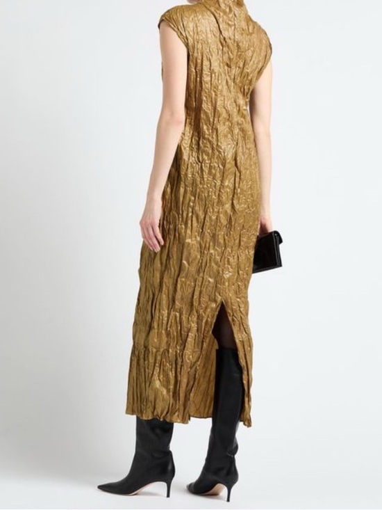 Acne Studios Dresses & Skirts - Acne Metallic Gold Crinkle Maxi Dress